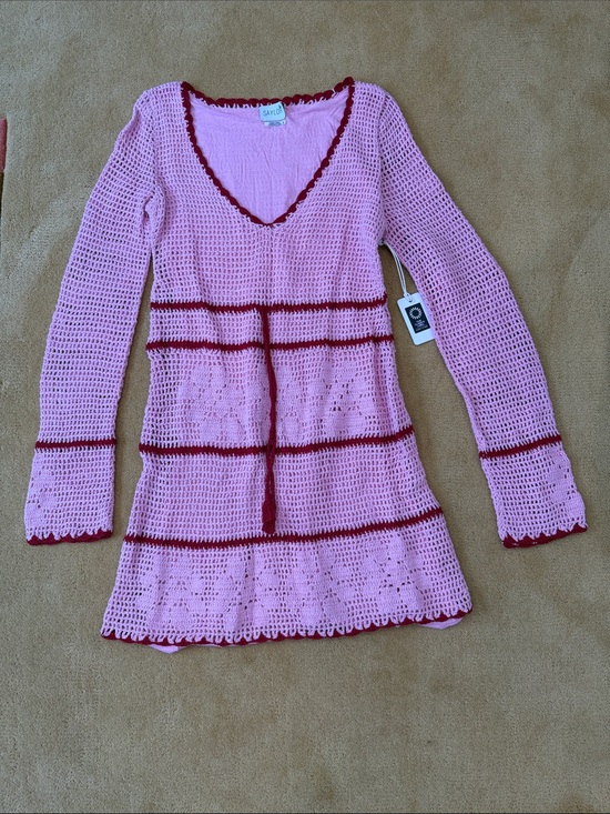 SAYLOR Dresses & Skirts - SAYLOR Crochet Tunic Sweater Dress